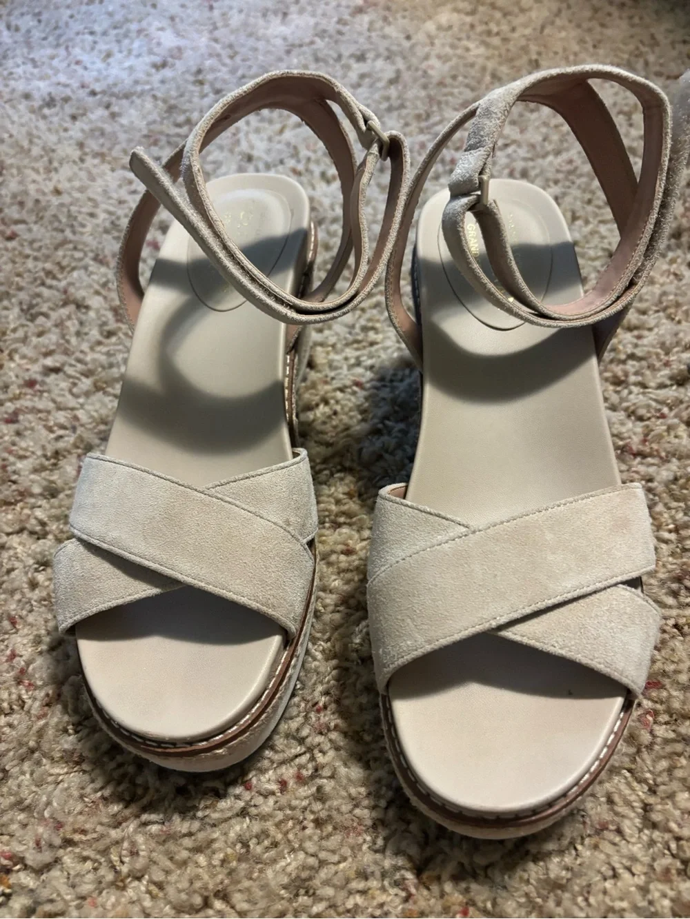 Women’s Cole Haan Cream Espadrille Wedge Sandals - Stylish Ankle Strap